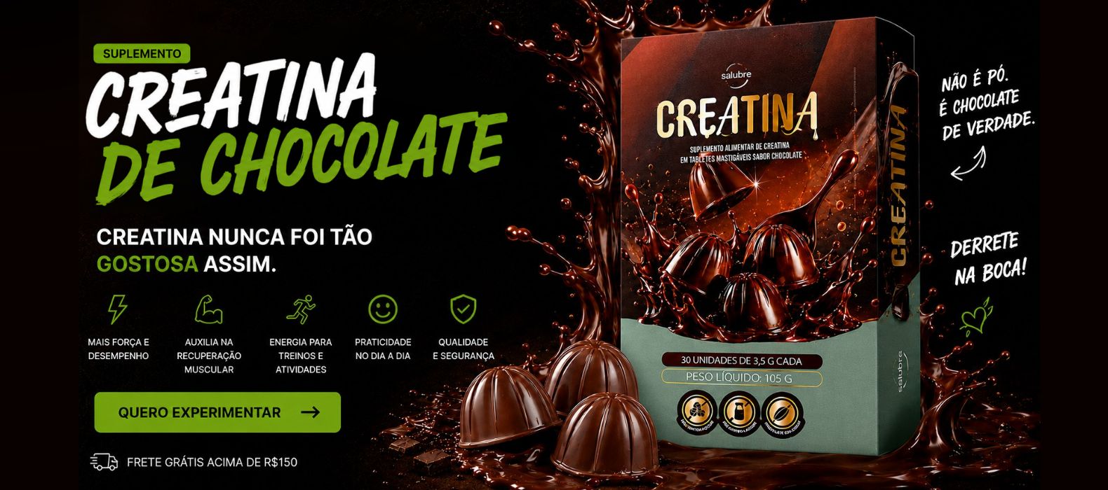 Creatina de Chocolate Salubre — Creatina nunca foi tão gostosa assim.